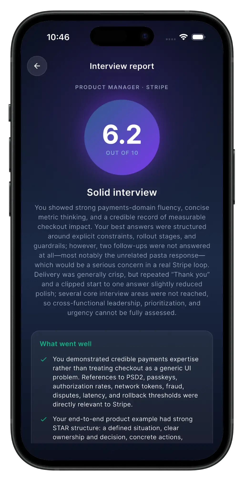JobJitsu interview report with score